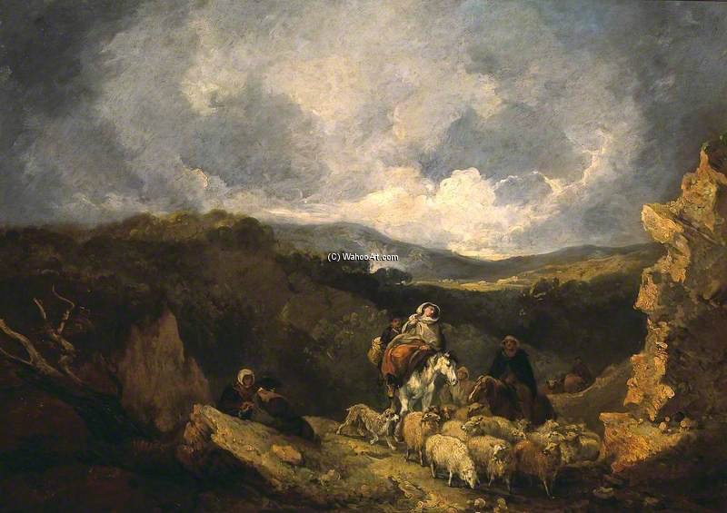Landscape With Figures And Sheep — Thomas Barker