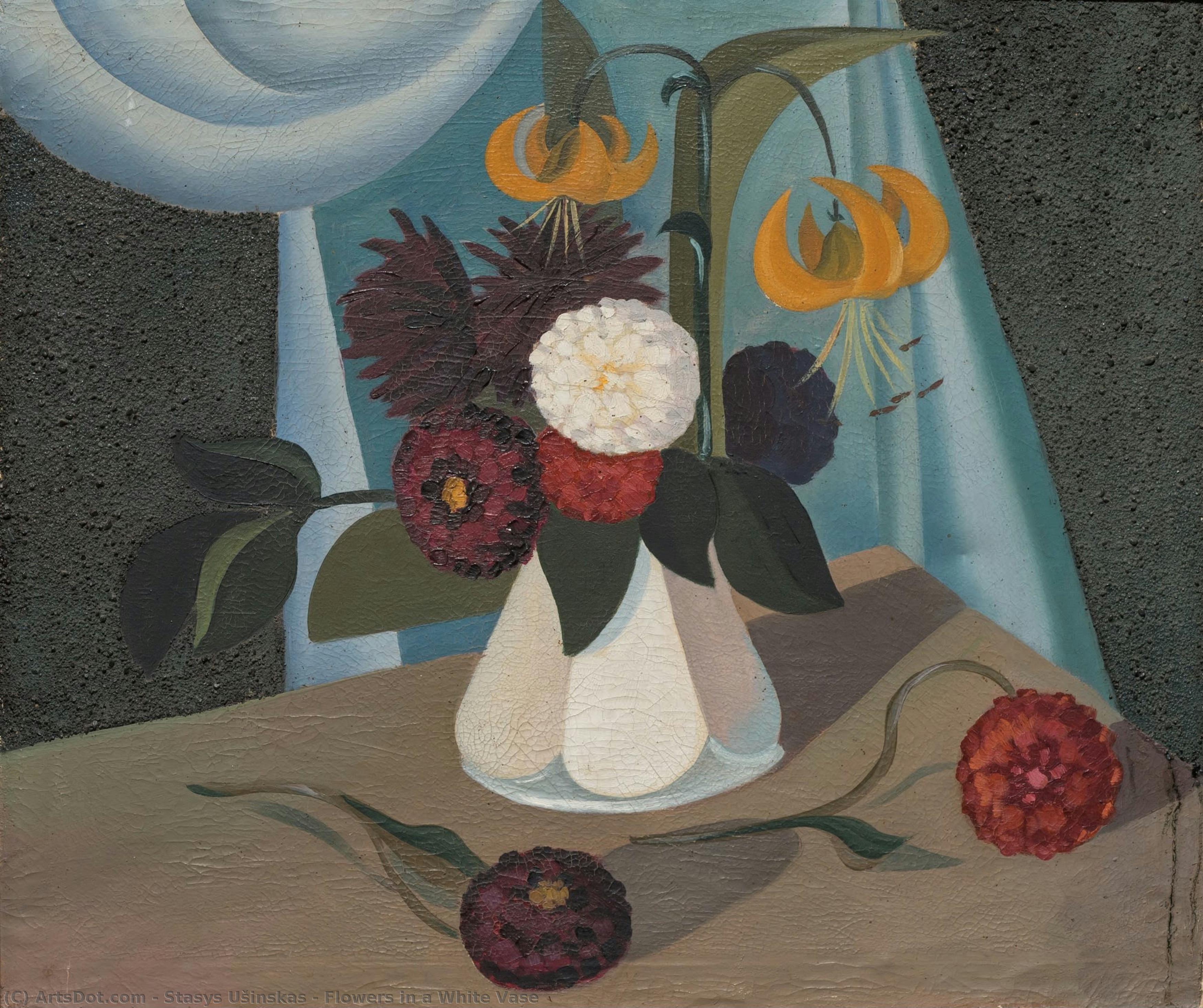 Flowers In A White Vase — Stasys Ušinskas