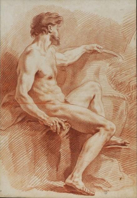 Naked Man With His Left Hand On A Vase — Карл Ван Лoo