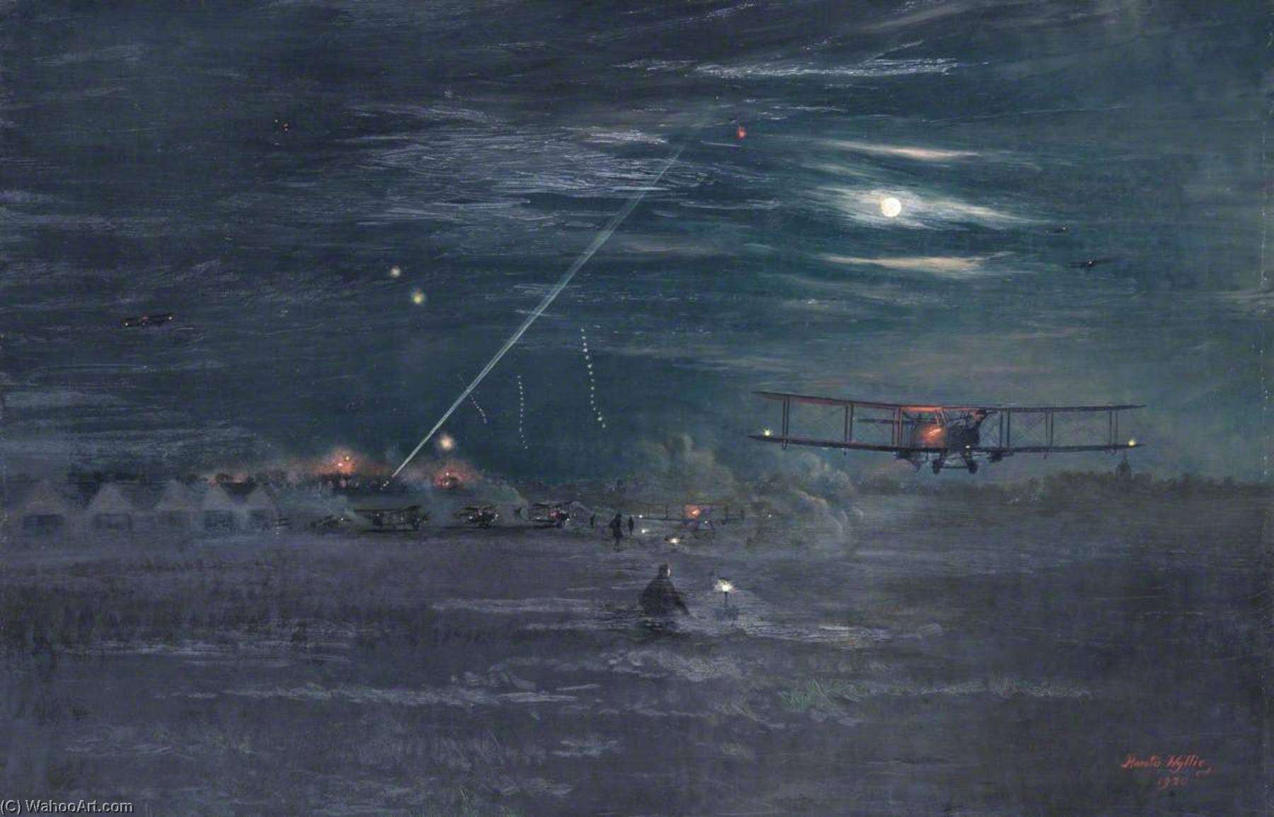 Night Bombers Getting Off From Trezennes Aerodrome, 1917 — Harold Wyllie