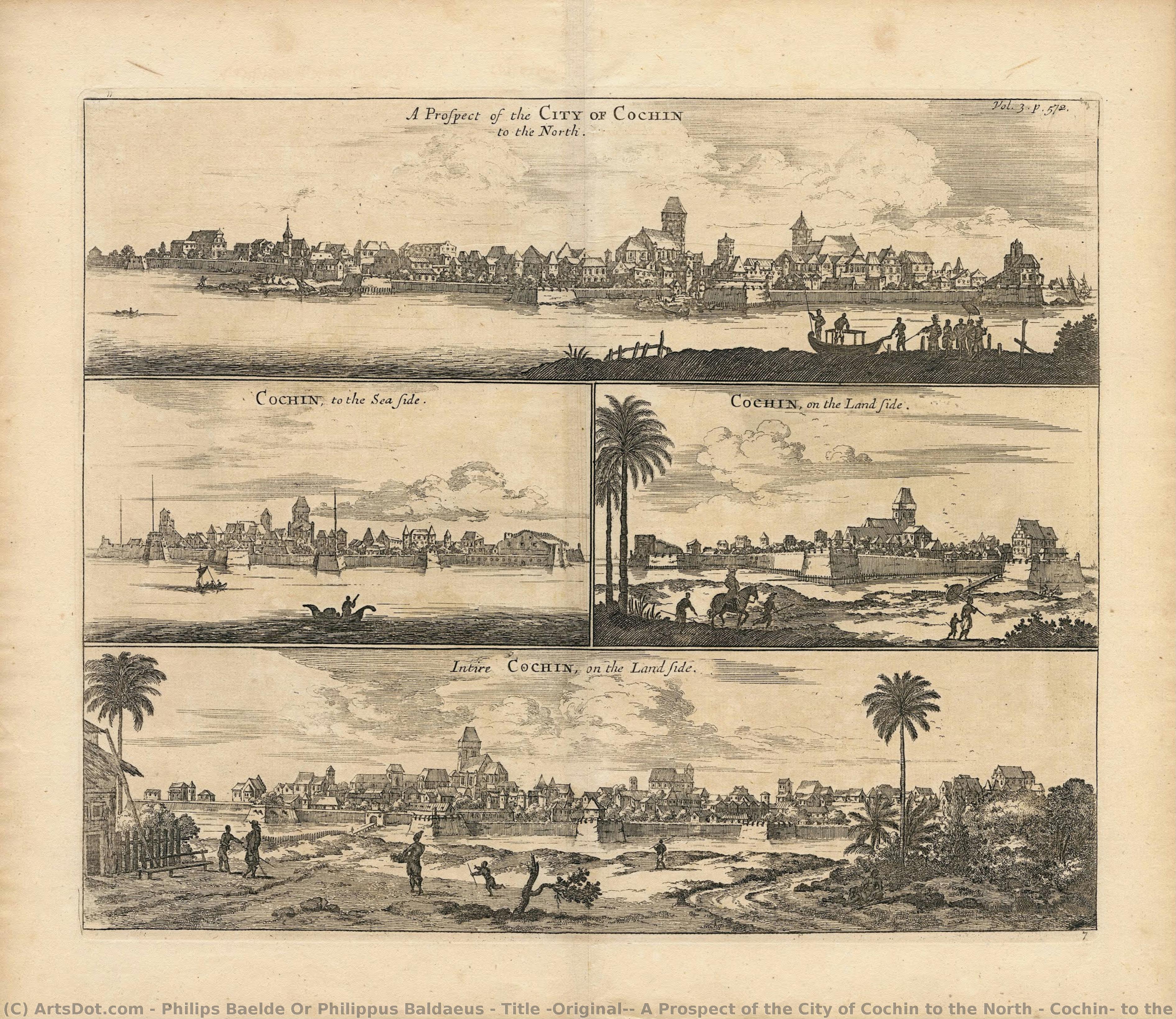Title (original): A Prospect Of The City Of Cochin To The North / Cochin, To The Sea Side / Cochin, On The Land Side / Intire Cochin, On The Land Side. — Philips Baelde Oder Philippus Baldaeus