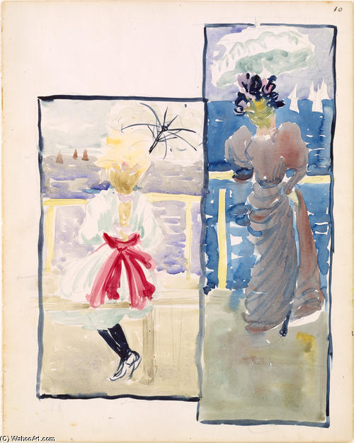 A Young Girl And A Woman Gazing Out To Sea — Maurice Brazil Prendergast