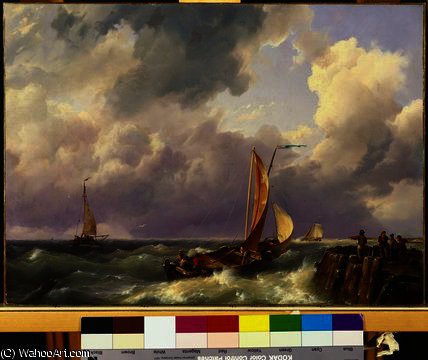 Shipping Off A Jetty — Hermanus Koekkoek (the Elder)
