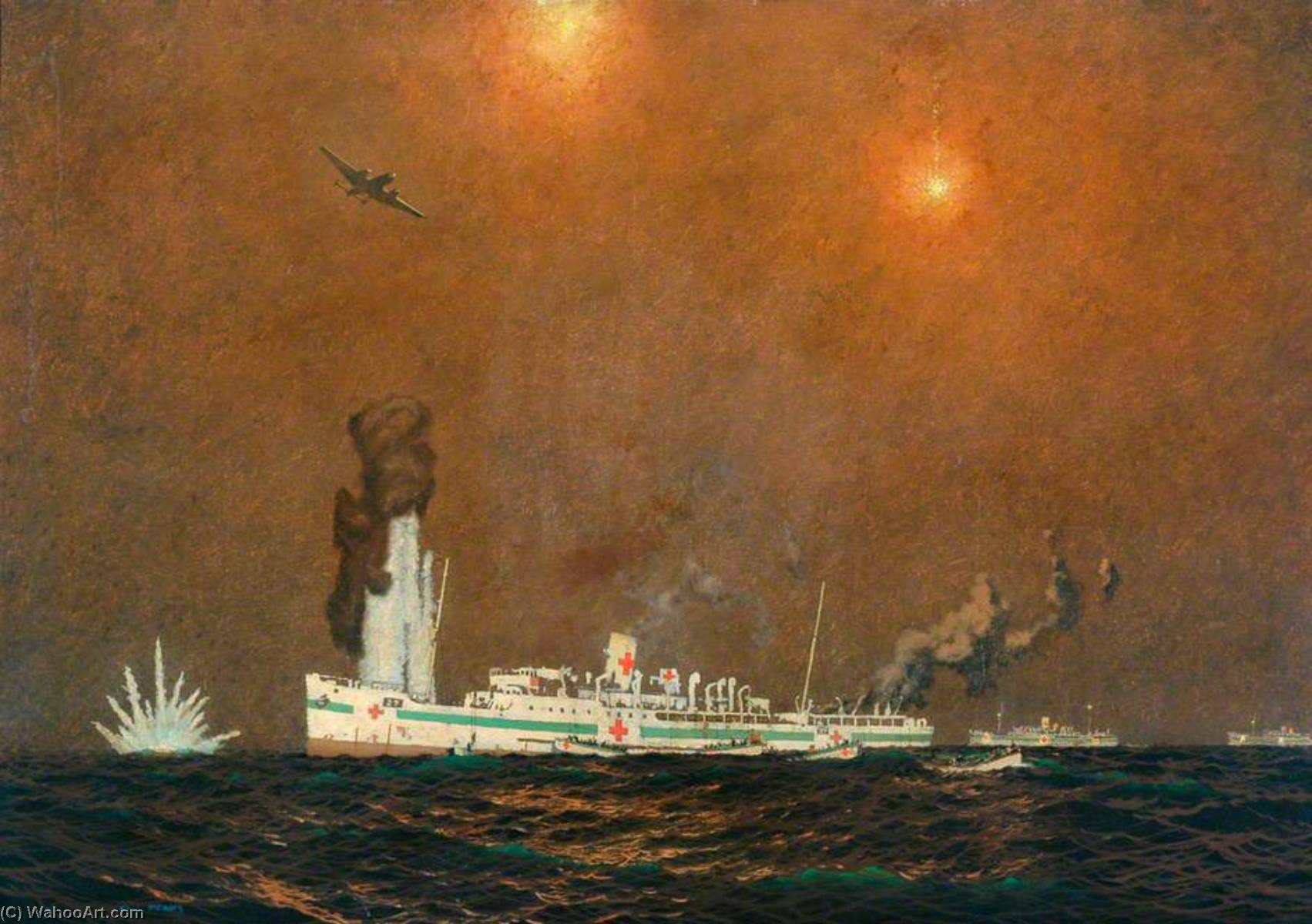 Sinking Of Great Western Railway Steamer 'st David' (converted To Hospital Ship) Off Anzio, 24 January 1944 — Charles Pears