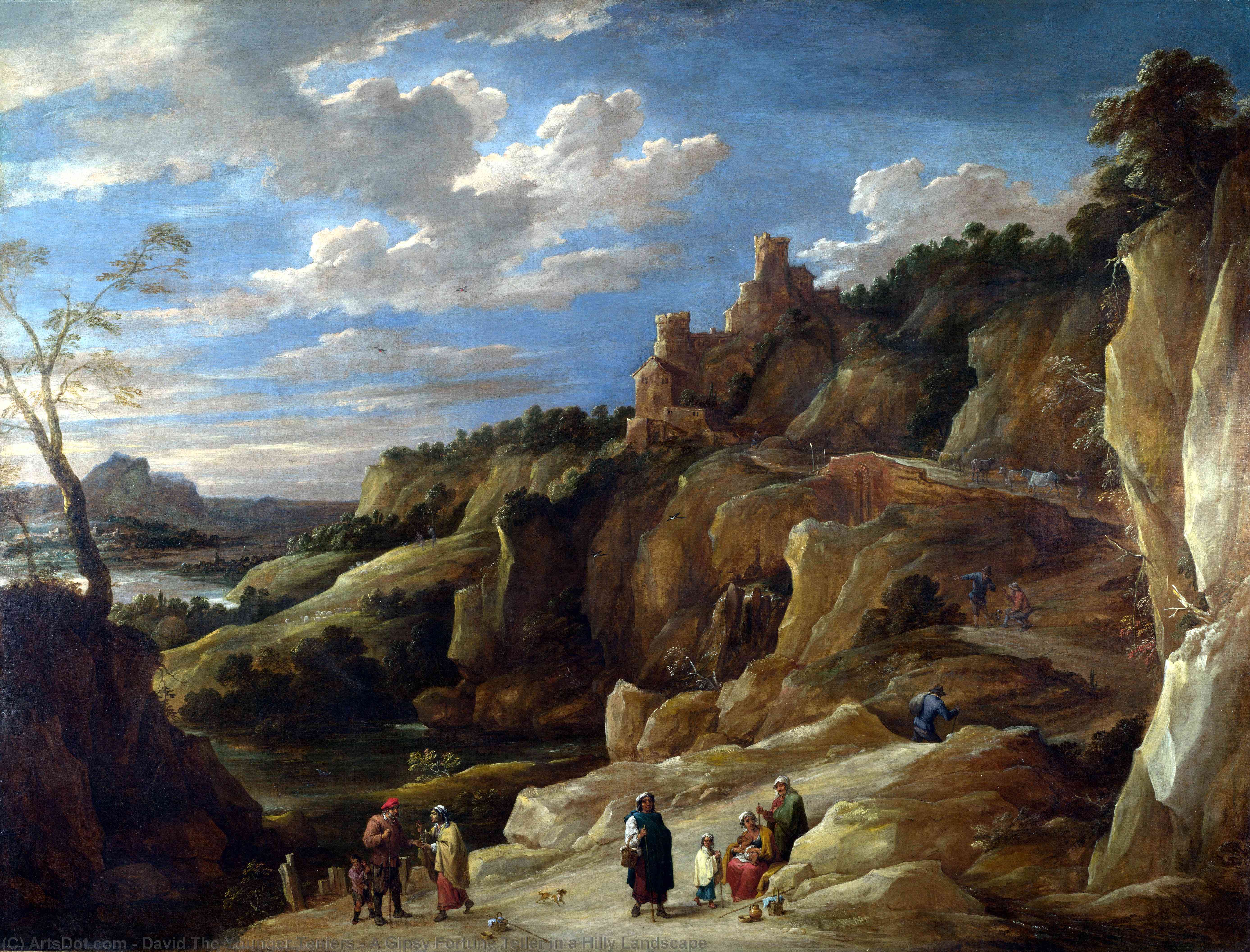 A Gipsy Fortune Teller In A Hilly Landscape — David Teniers The Younger