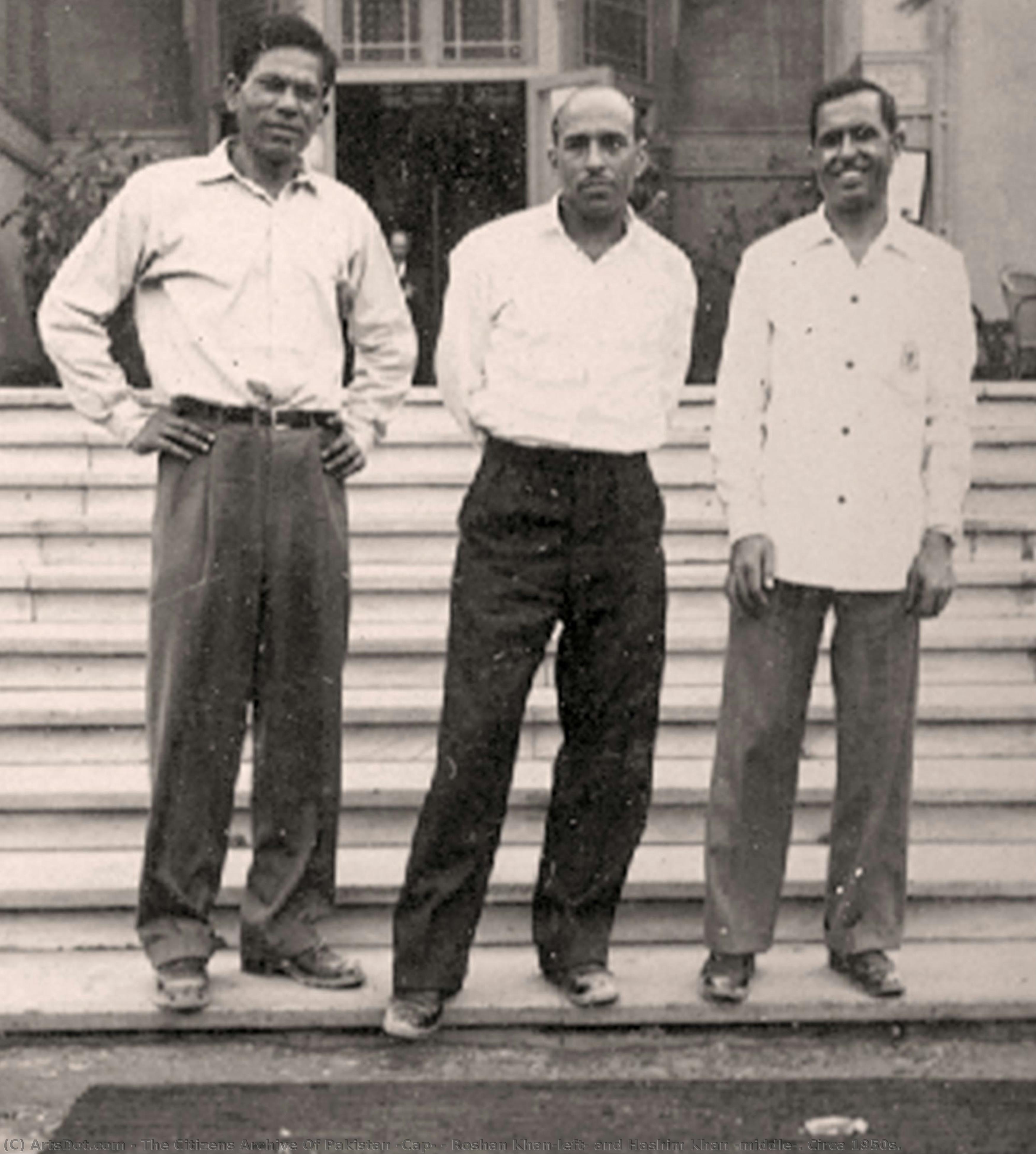 Roshan Khan(left) And Hashim Khan (middle). Circa 1950s. — The Citizens Archive Of Pakistan (cap)