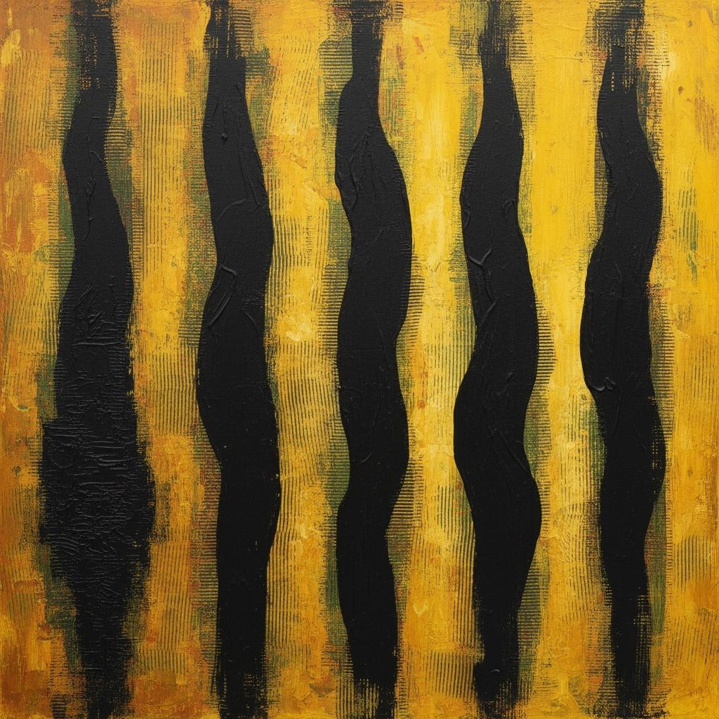 Rhythmic Shadows In Gilded Ochre: A Monumental Study Of Organic Fluidity — Laurent Fabre