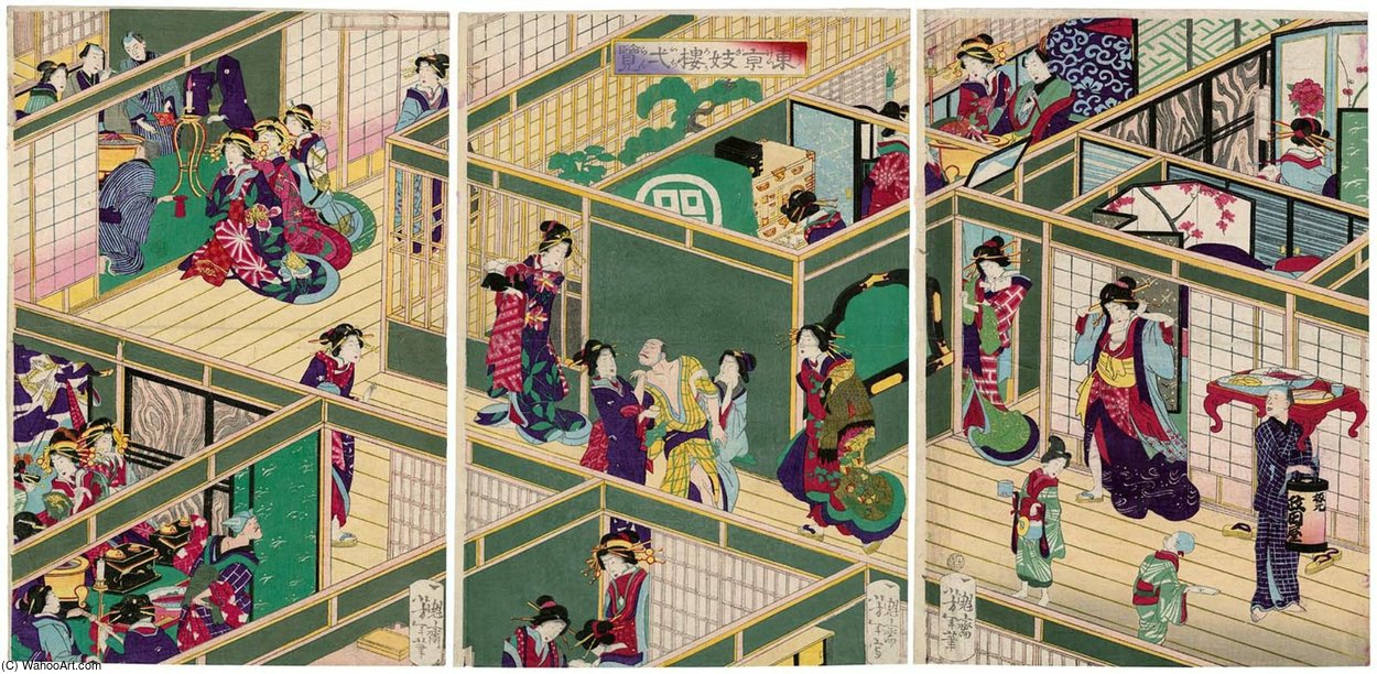 Complete View Of A Courtesan House In Tokyo — Tsukioka Yoshitoshi
