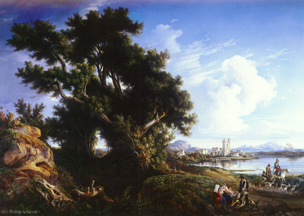 Landscape Near Naples With The Isle Of Capri In The Distance — Consalvo Carelli