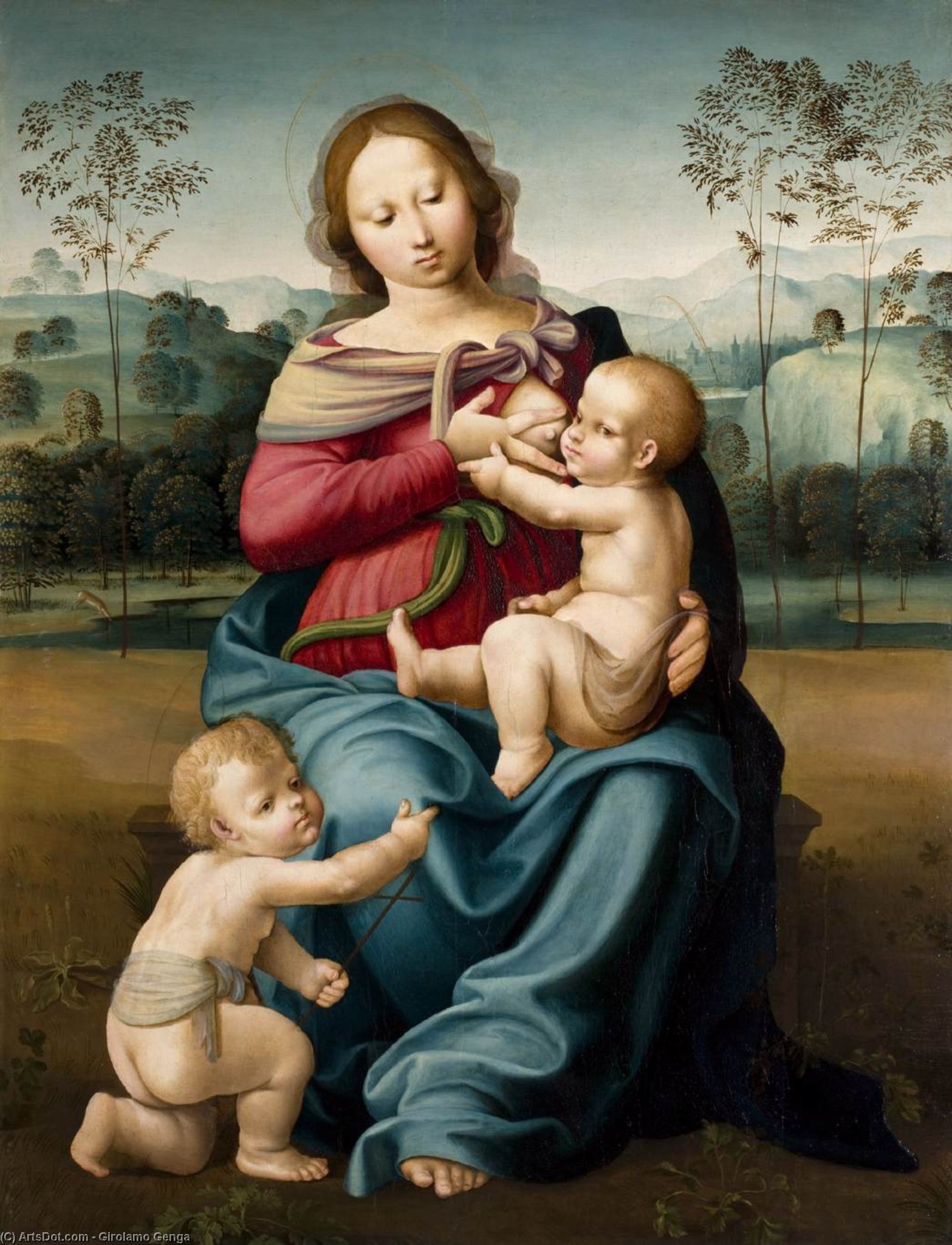 Virgin Nursing The Child With The Infant John The Baptist — Girolamo Genga