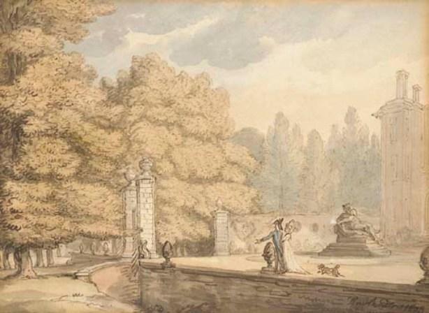 In The Garden At Ham House — Thomas Rowlandson