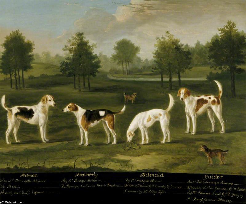 Two Couple Of Hounds In A Park Landscape With Two Terriers — Francis Sartorius Ii (john Francis Sartorius)