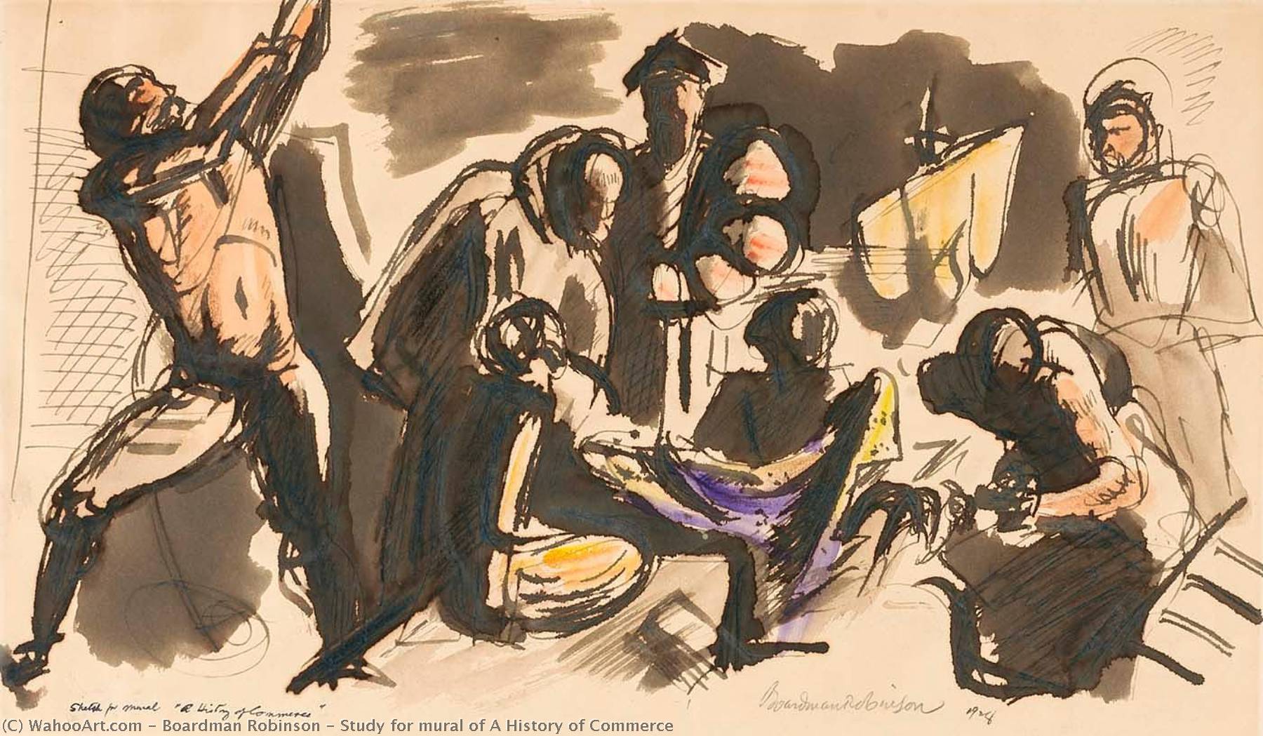 Study For Mural Of A History Of Commerce — Boardman Robinson