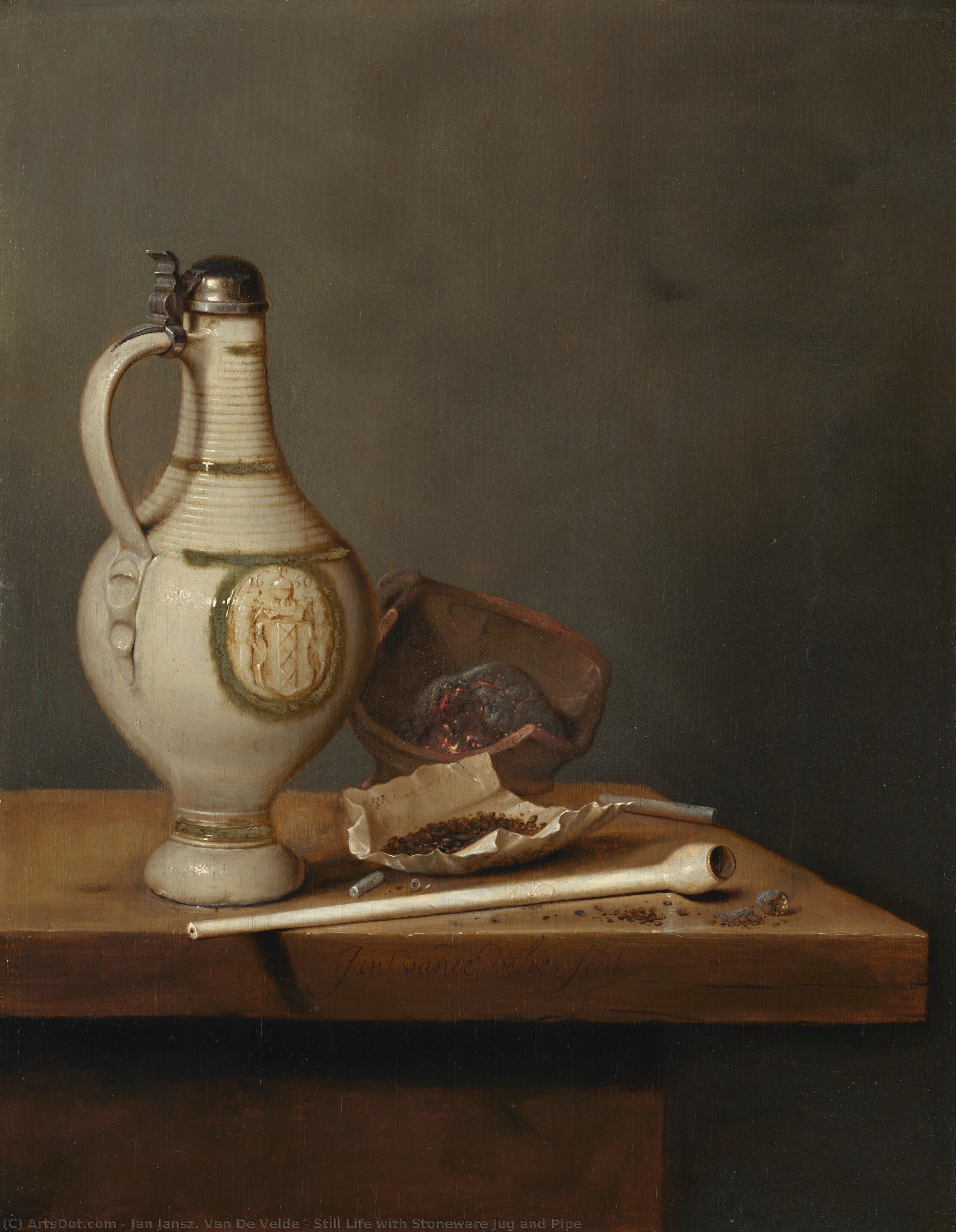 Still Life With Stoneware Jug And Pipe — Jan Jansz Van De Velde