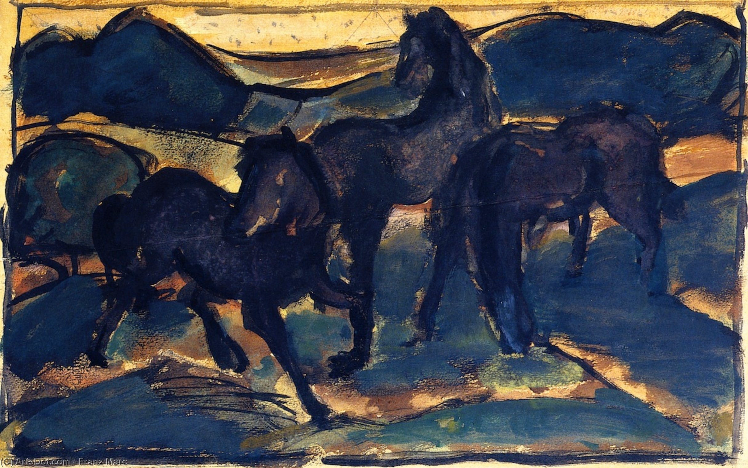 Horses At Pasture I — Franz Marc