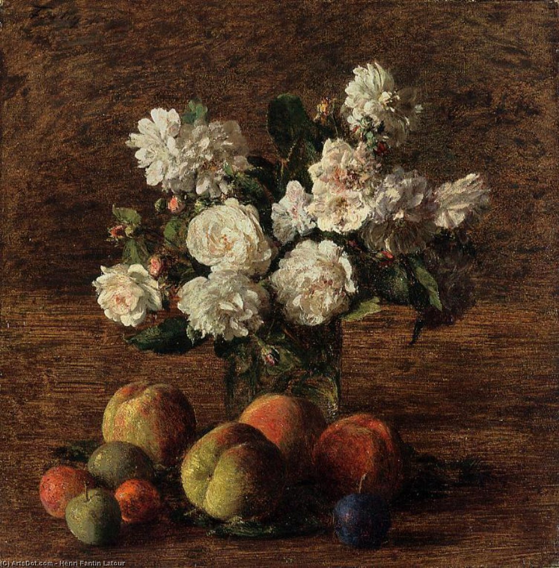 Still Life. Roses And Fruit — Henri Fantin-latour