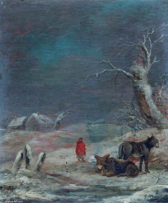 Winter Scene With Women And Donkeys — George Morland
