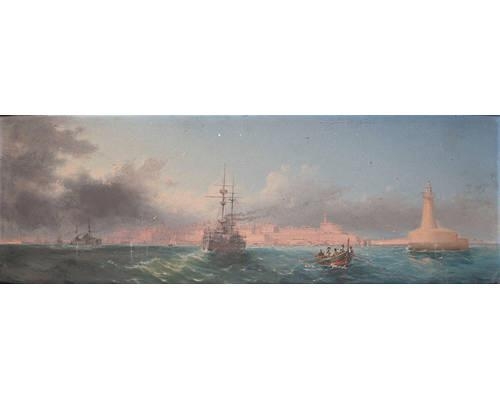 Warships Steaming Out Of The Grand Harbour — Luigi Maria Galea