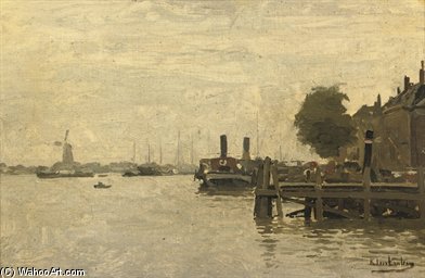 A Jetty In The River Maas, Dordrecht — Johannes Christiaan Karel Klinkenberg