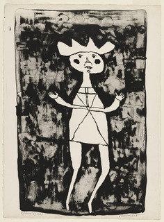 Man In Soft Hat Before A Wall (homme Au Chapeau Mou Devant Un Mur) From The Supplementary Suite For The Book Les Murs By Eugène Guillevic — Jean Philippe Arthur Dubuffet