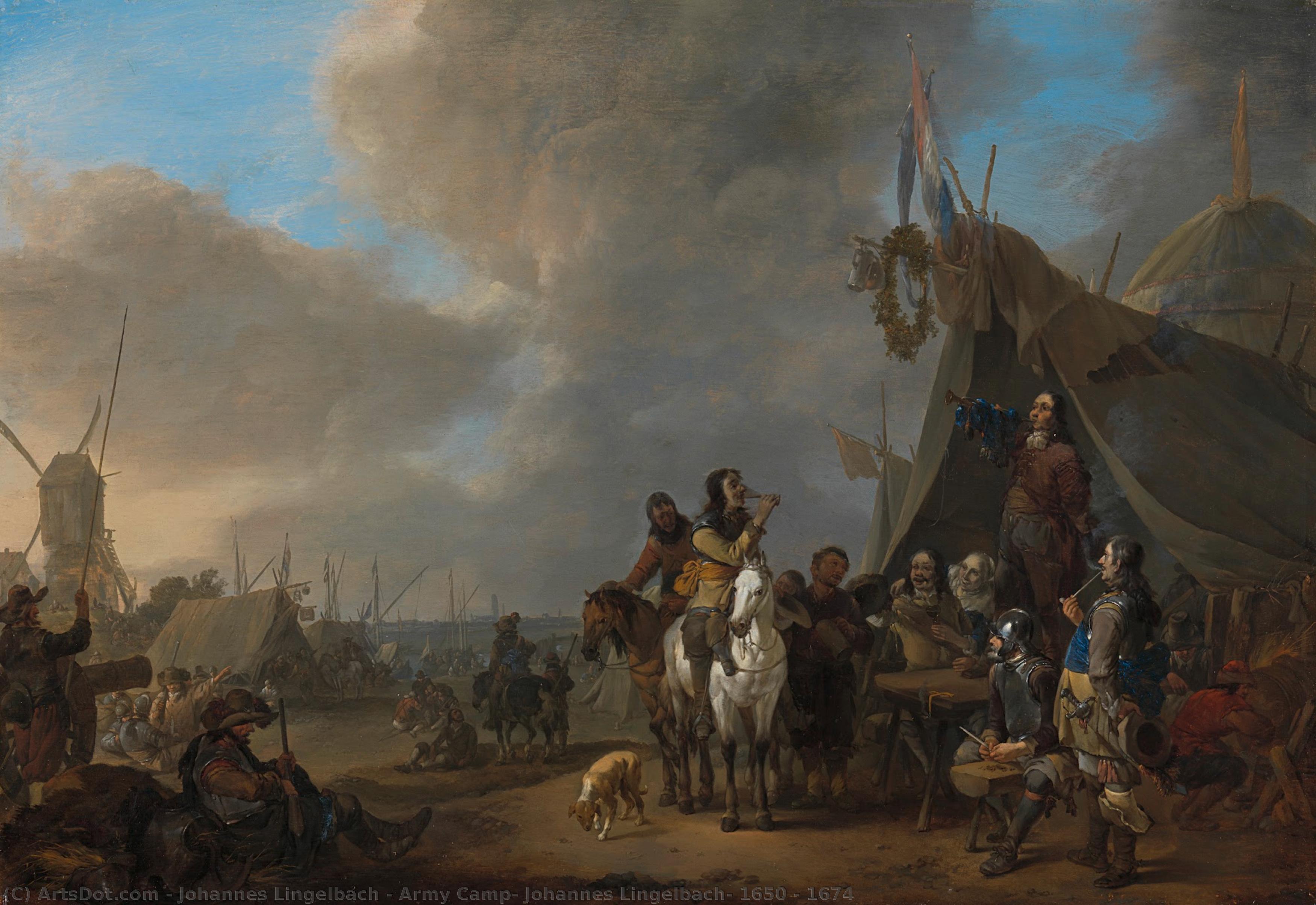 Army Camp, Johannes Lingelbach, 1650 - 1674 — Johanes Lingelbah