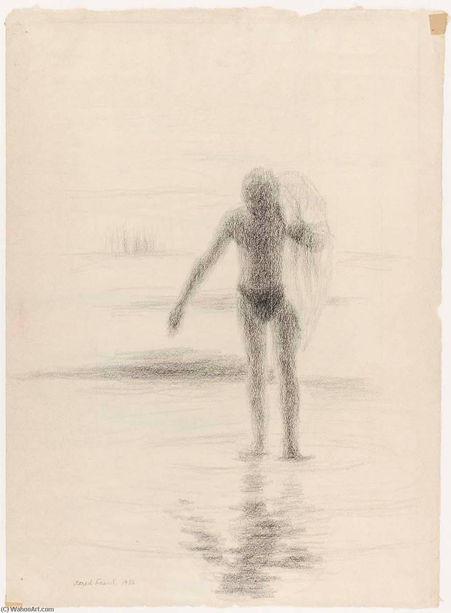 Study Of A Male Bather Standing In The Water — Jared French