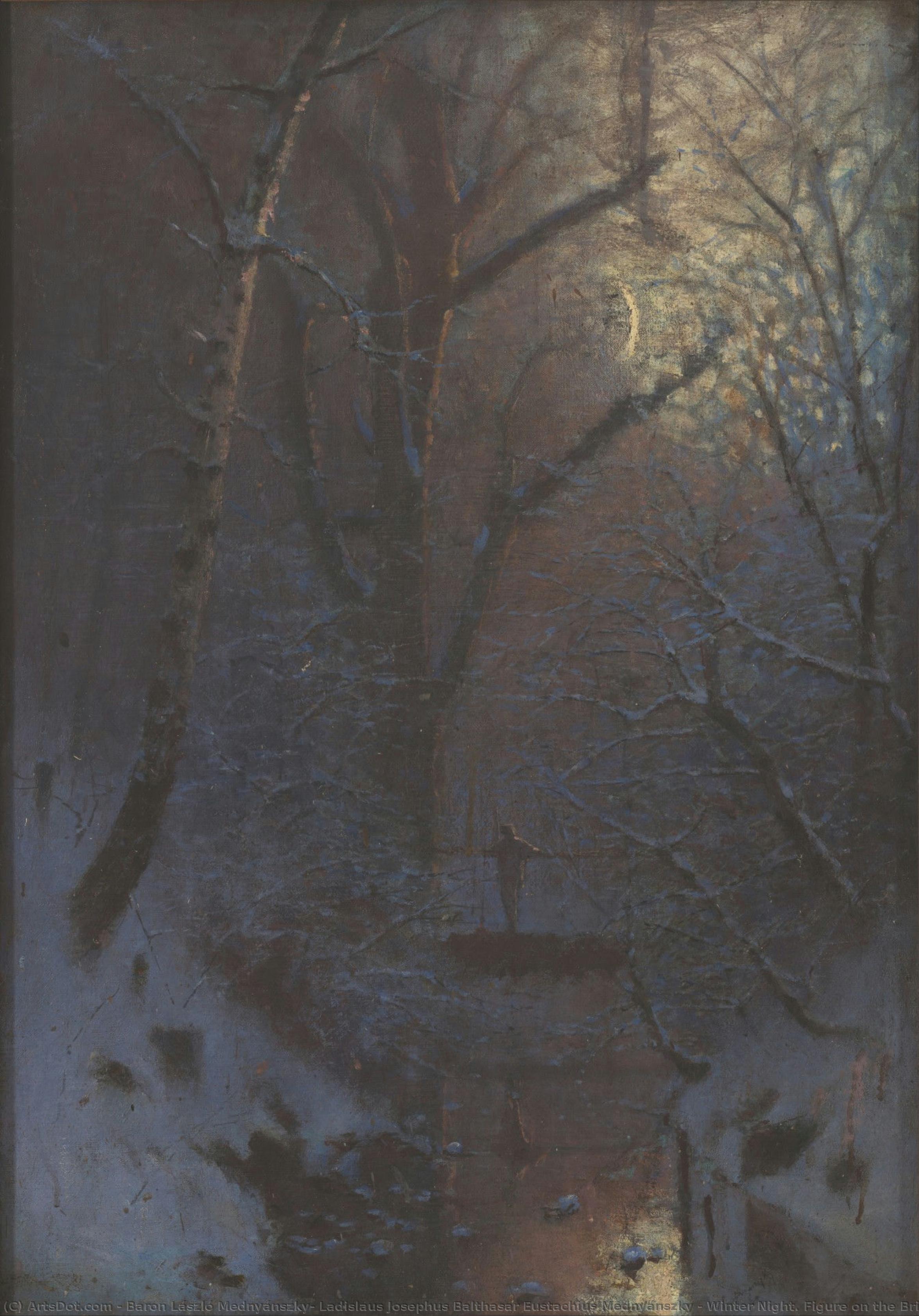 Winterliche Nacht. Figur Auf Der Brücke — Baron László Mednyánszky, Ladislaus Josephus Balthasar Eustachius Mednyánszky