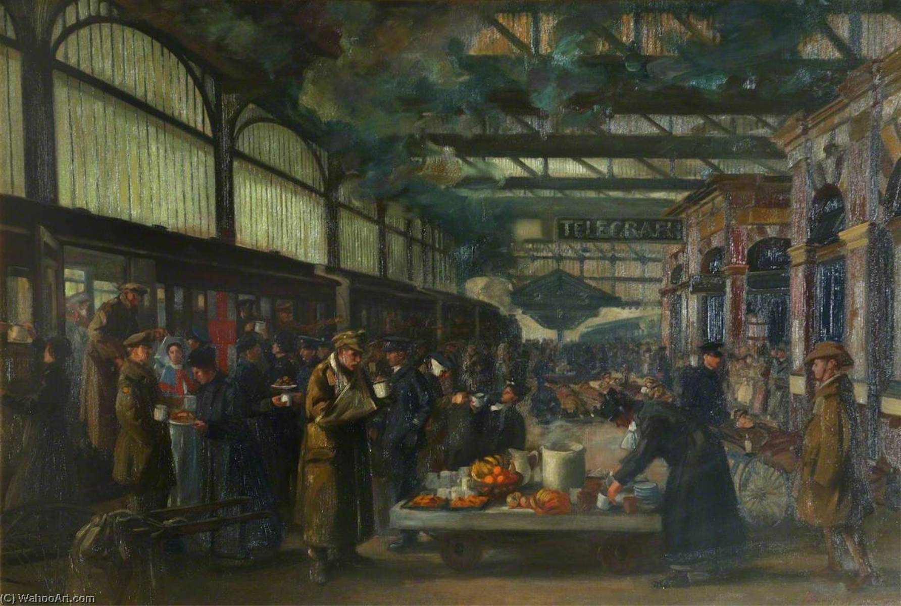 Wounded Passing Through Snow Hill Railway Station, Birmingham — John Hodgson Lobley
