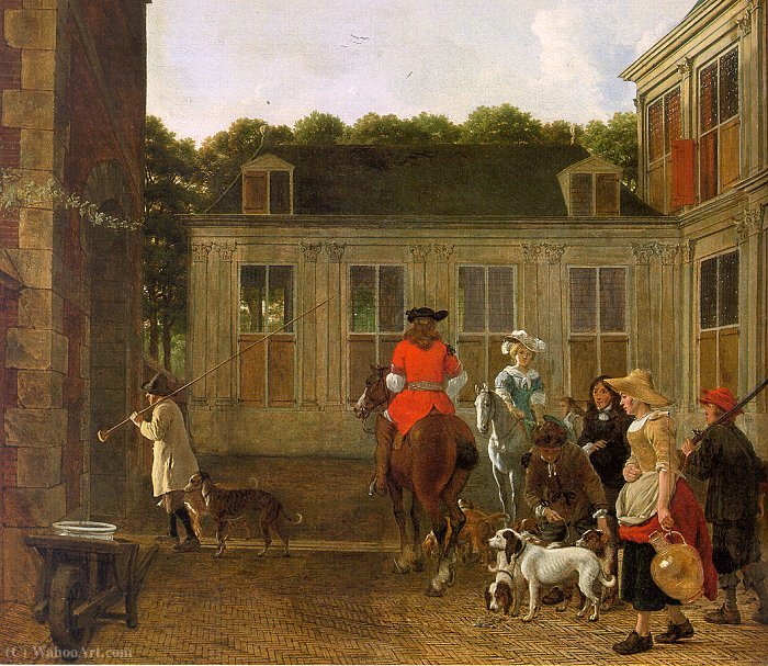 Hunting Party In The Courtyard Of A Country House. — Ludolf Leendertsz De Jongh