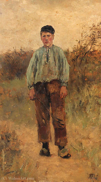 Portrait Of A Young Cowherd — Adolph Artz (david Adolf Constant Artz)