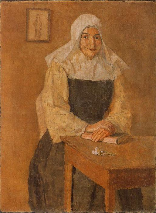 Mère Poussepin Seanted At A Table — Гвен Джон