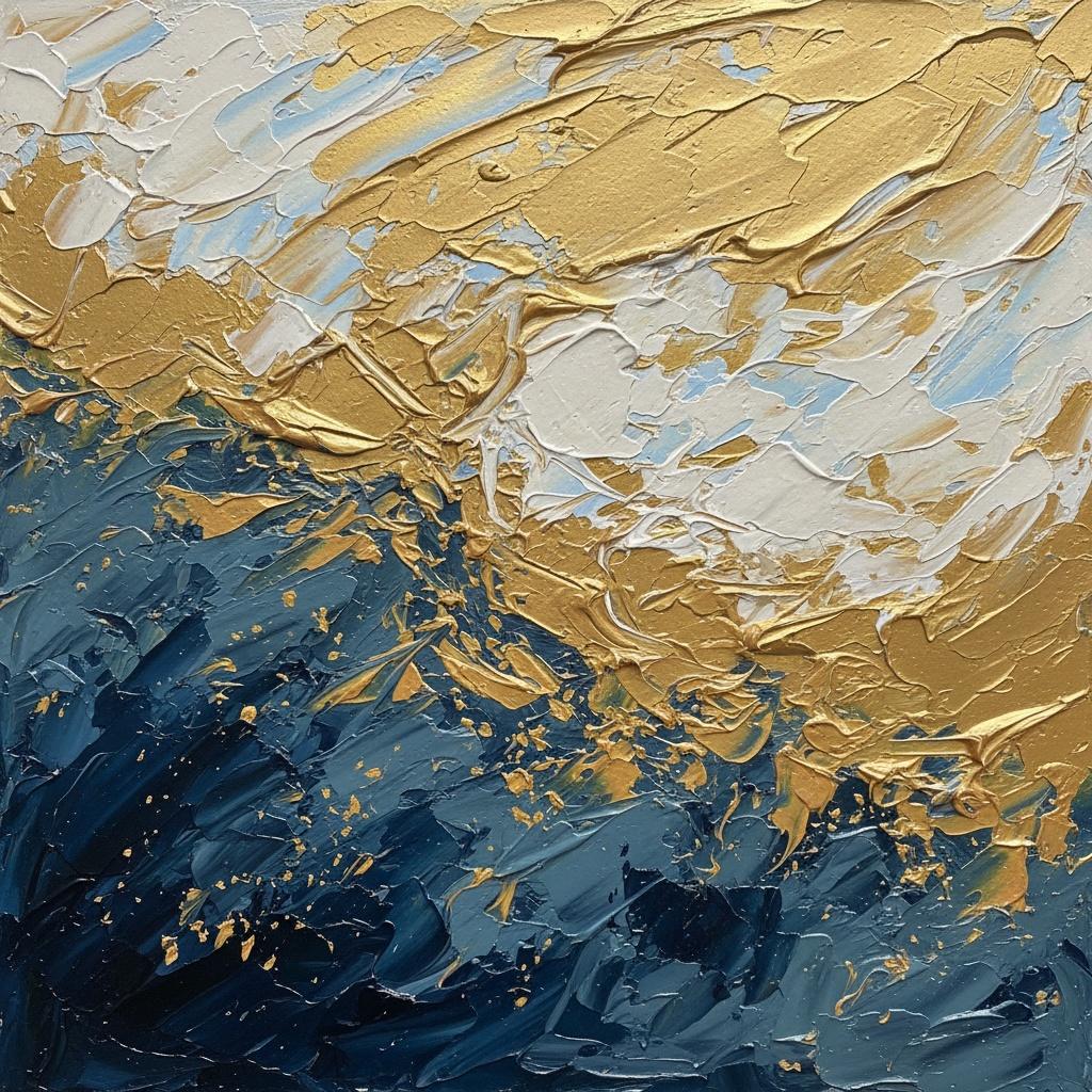 Celestial Fracture: A Monumental Study In Midnight Navy And Gilded Impasto Texture — Laurent Fabre