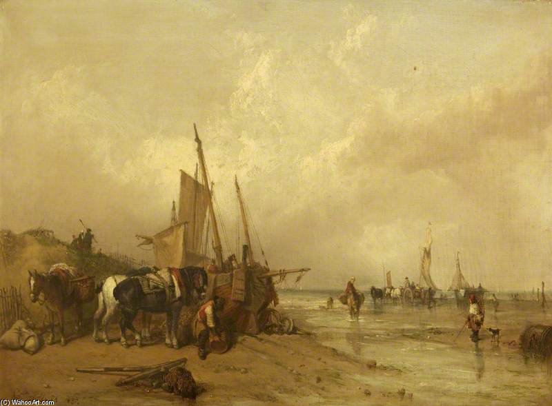 A Coast Scene With Fishing Boats — Clarkson Frederick Stanfield