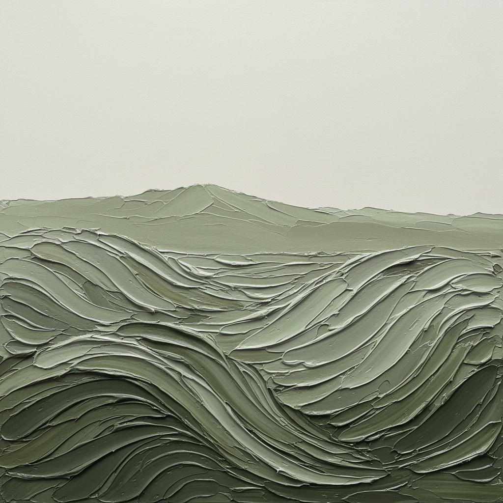 Ethereal Sage Undulations: A Monumental Study In Sculptural Texture And Silent Serenity — David Moreau