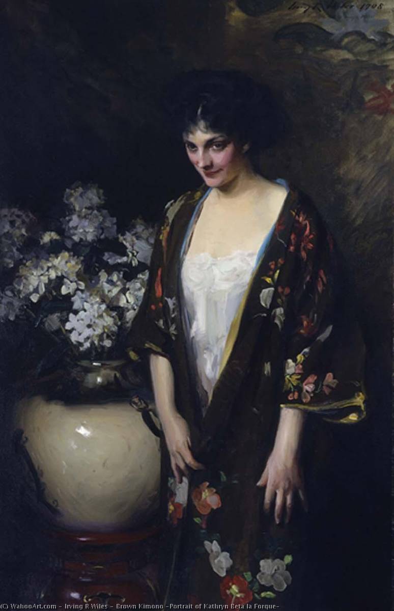 Brown Kimono (portrait Of Kathryn Beta La Forque) — Irving Ramsey Wiles