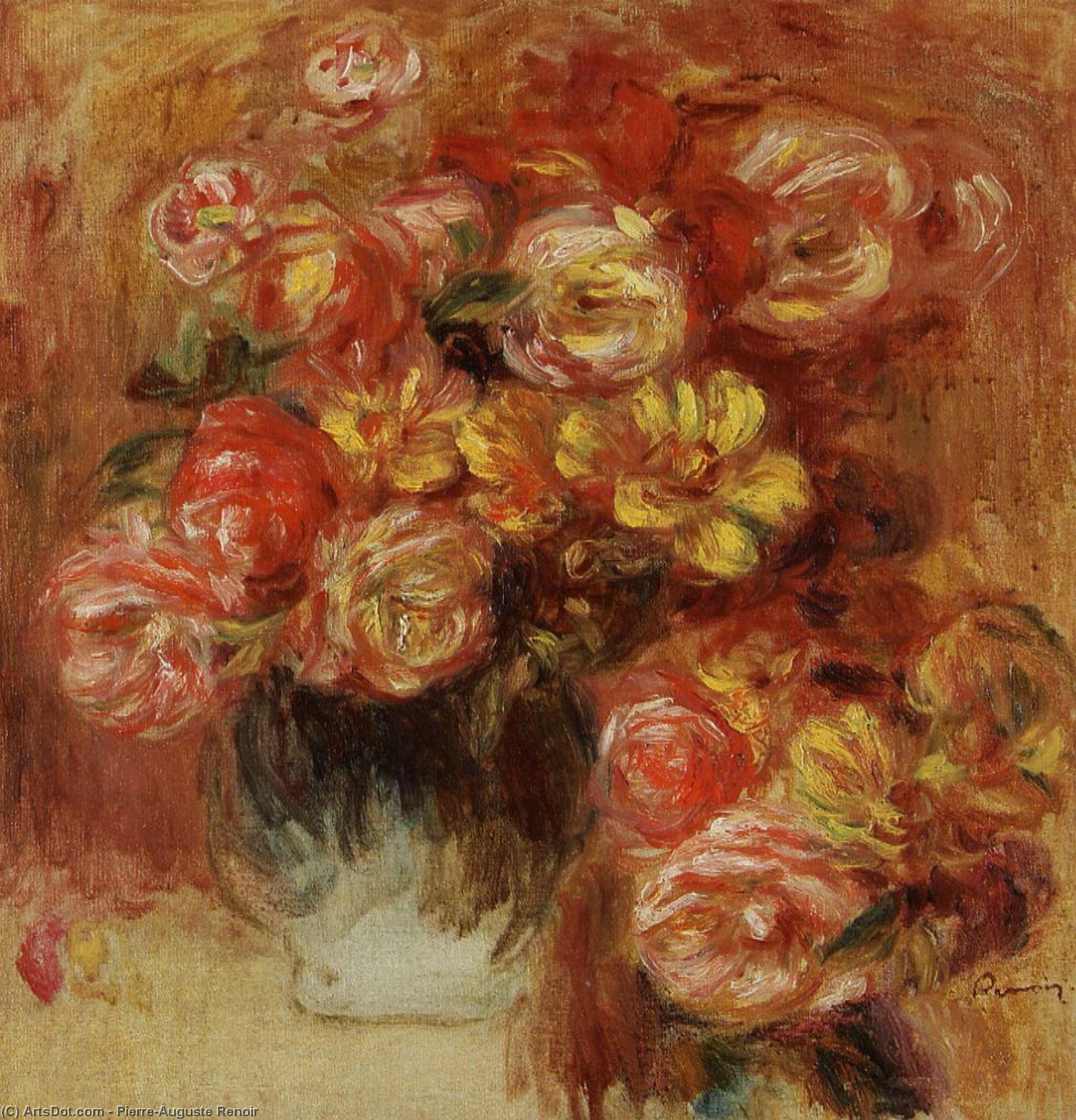 Vase Of Roses 3 — Pjer Ogist Renoar