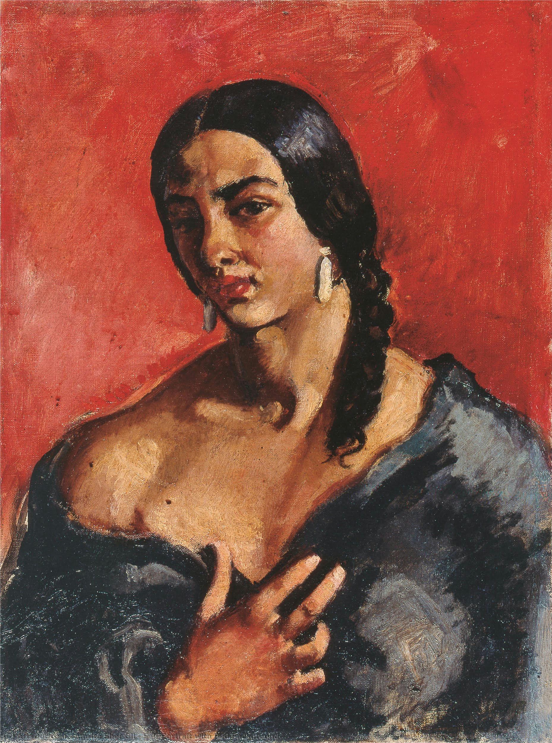 Autorretrato Con Fondo Rojo — Amrita Sher-gil