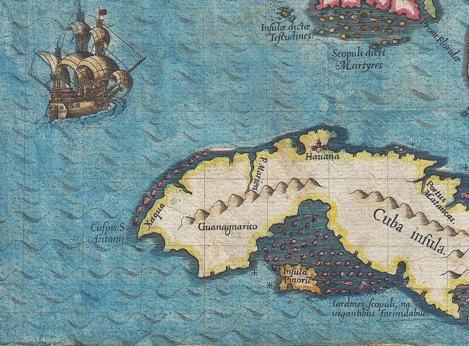 Map Of West Cuba. Engraved Map By En — Jacques (de Morgues) Le Moyne
