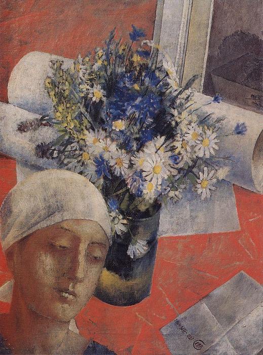 Still Life (with A Female Head) — Kuzma Petrov-vodkin
