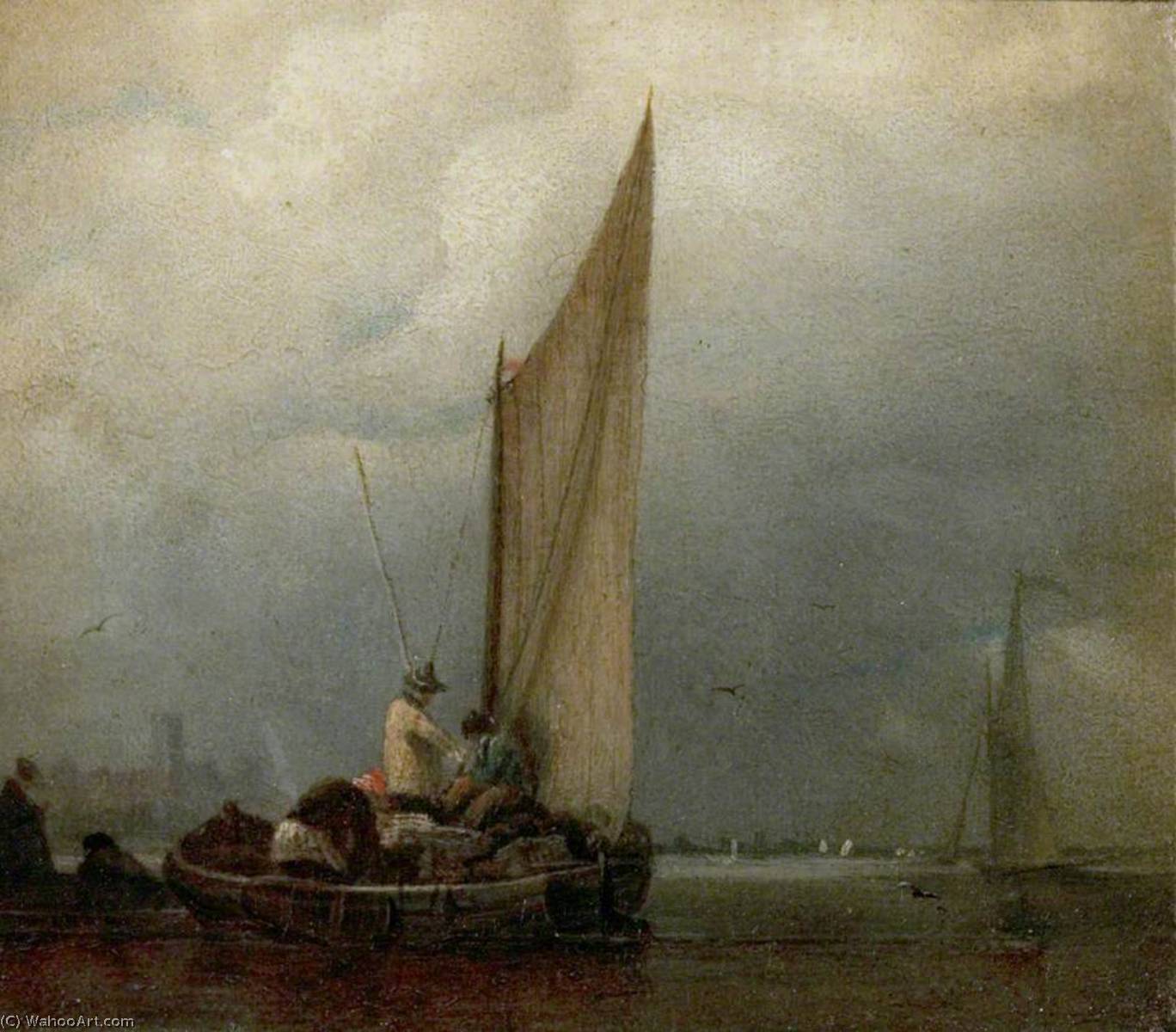 A River Scene With Barges — Sir Augustus Wall Callcott