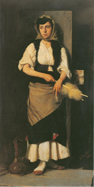 Girl With Distaff And Spindle — Georgios Jakobides