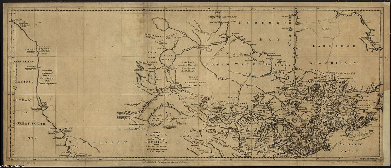 A Map Of Canada And The North Part Of Louisiana With The Adjacent Countrys — Thomas Jefferys