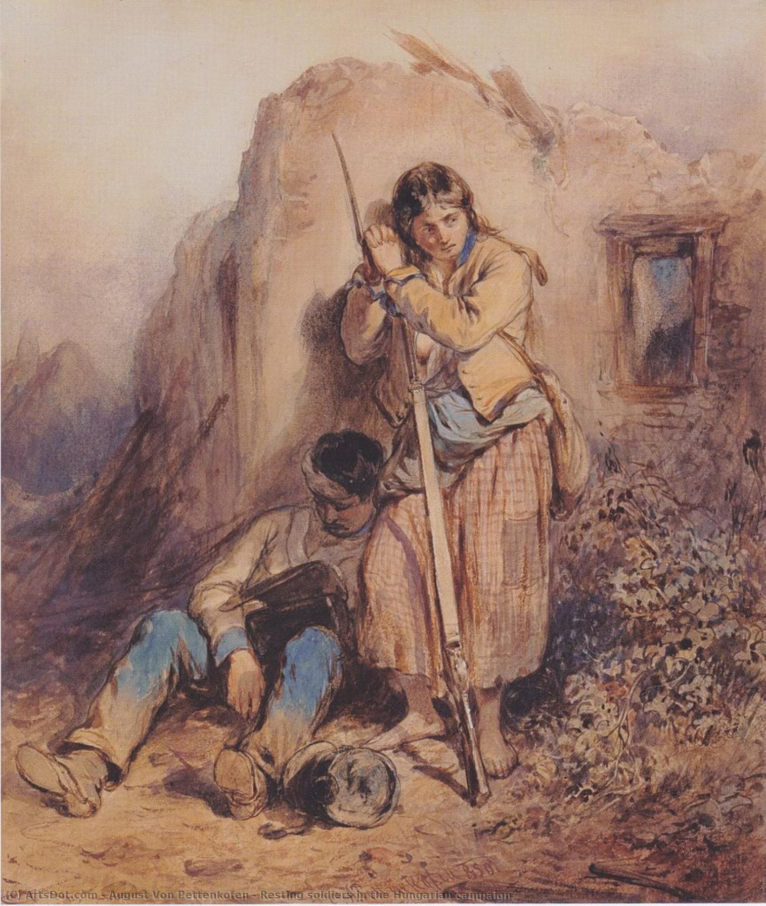 Resting Soldiers In The Hungarian Campaign — August Von Pettenkofen