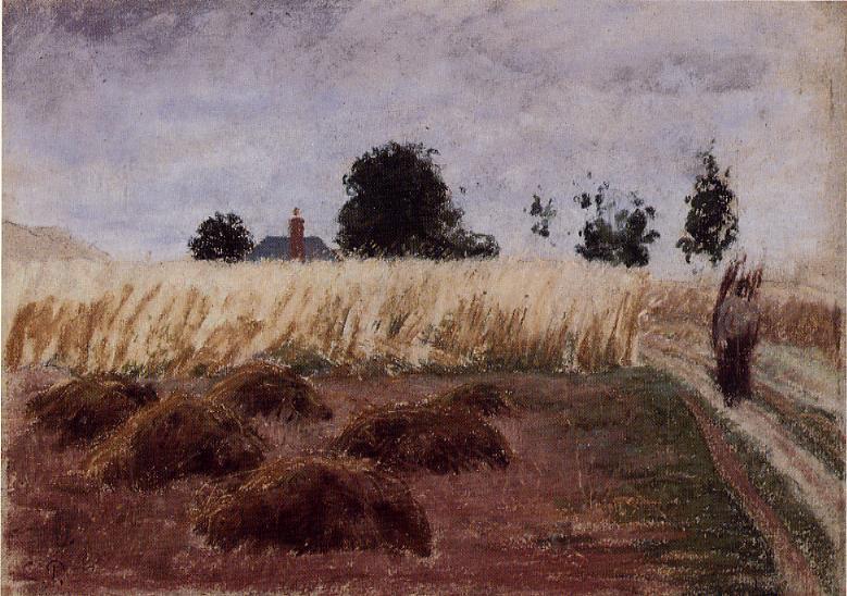 Peasant Woman On A Country Road — Camille Pissarro