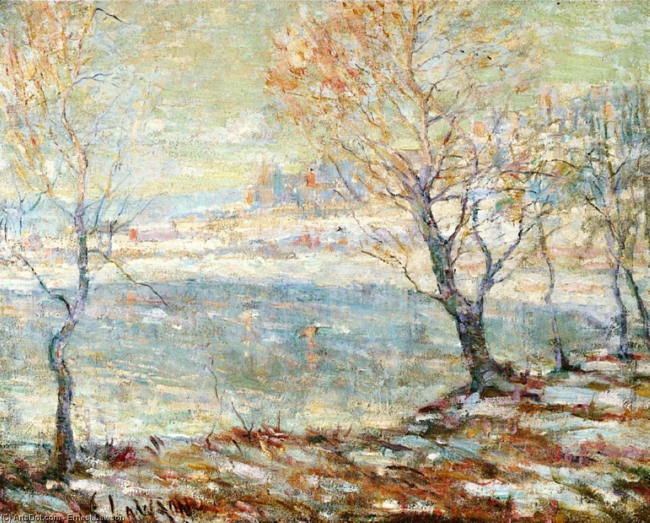 Inwood On Hudson, In The Snow — Ernest Lawson