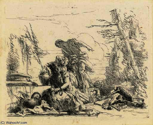 A Woman With Her Arms In Chains And Four Other Figures — Giambattista Tiepolo