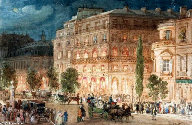 Boulevard Des Italiens In Paris At Night — Eugene Louis Lami
