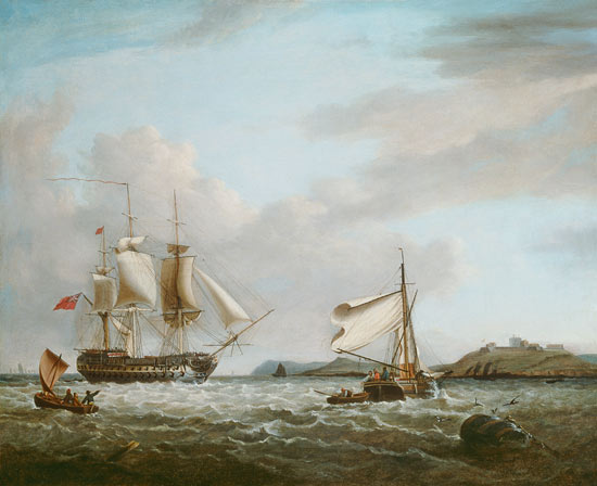 An English Man-of-war Off Pendennnis Castle Falmouth — George Webster