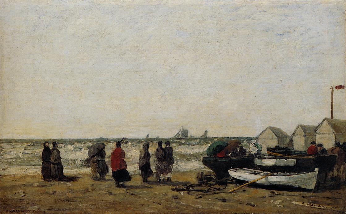Women On The Beach, Rough Seas — Eugène Louis Boudin