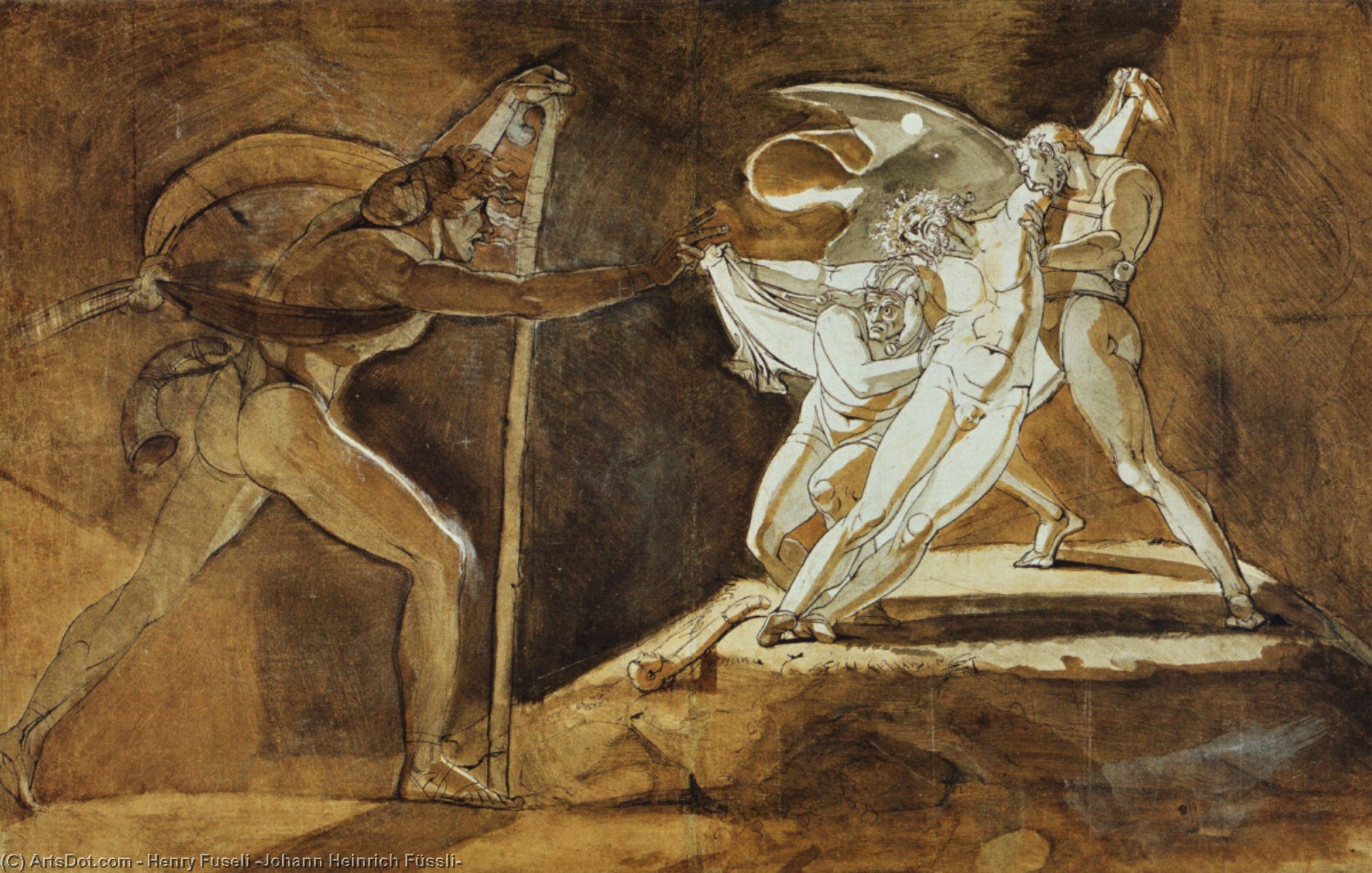 King Lear Supported By Kent And The Fool Meeting Edgar On The Heath — Johann Heinrich Füssli